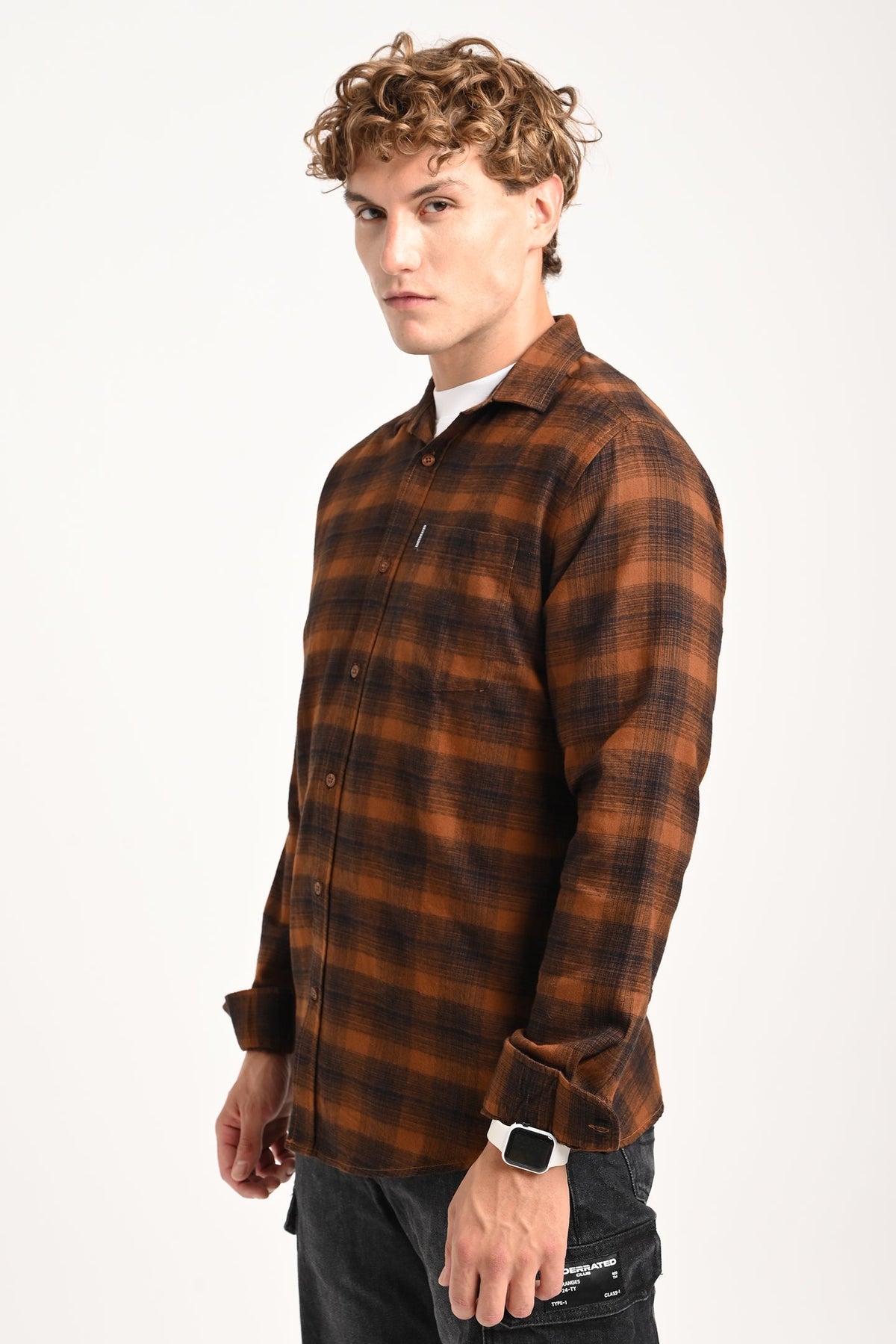 Brown Plaid Check Shirt