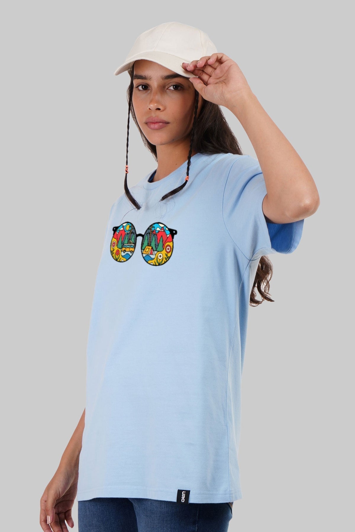 Scenery Shades Sky Blue Boyfriend Fit T-Shirt Women