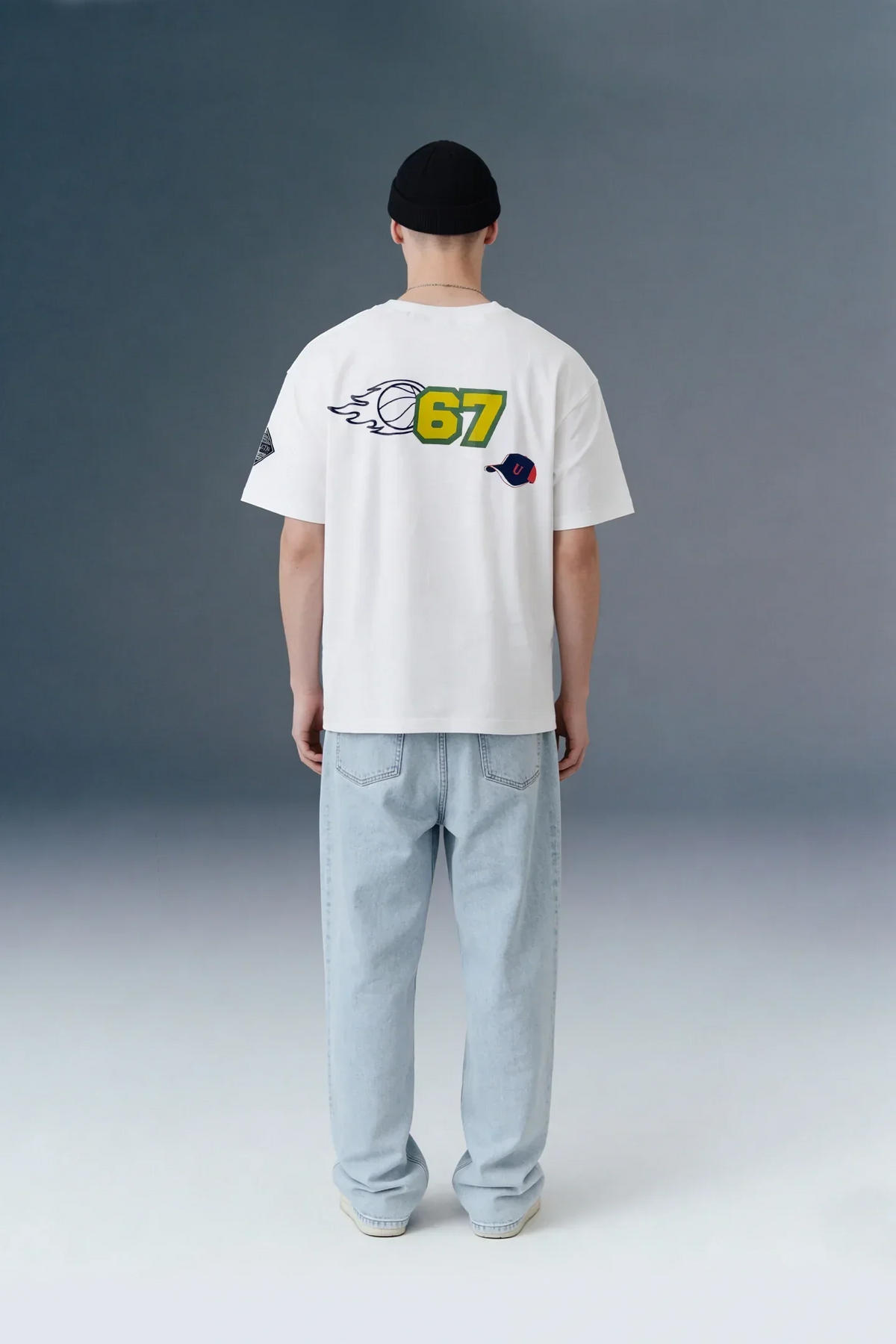 Varsity Patch White Oversized T-shirt Men