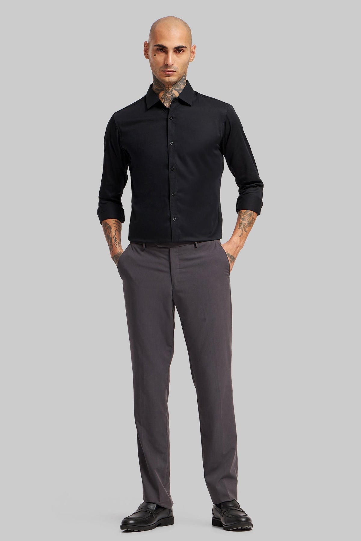 Black Solid Slim Fit Shirt