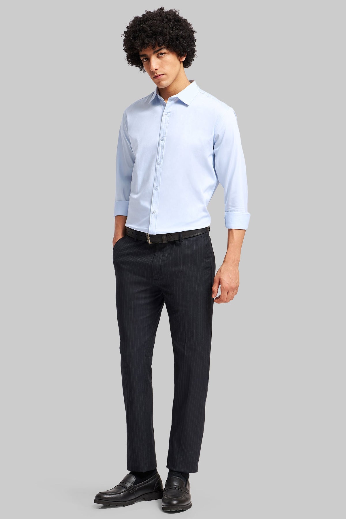 Light Blue Solid Slim Fit Shirt