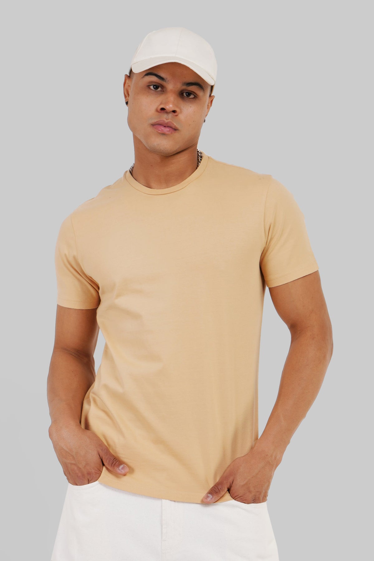 Pack of 3 Regular Fit T-shirts - White/Blue/Beige