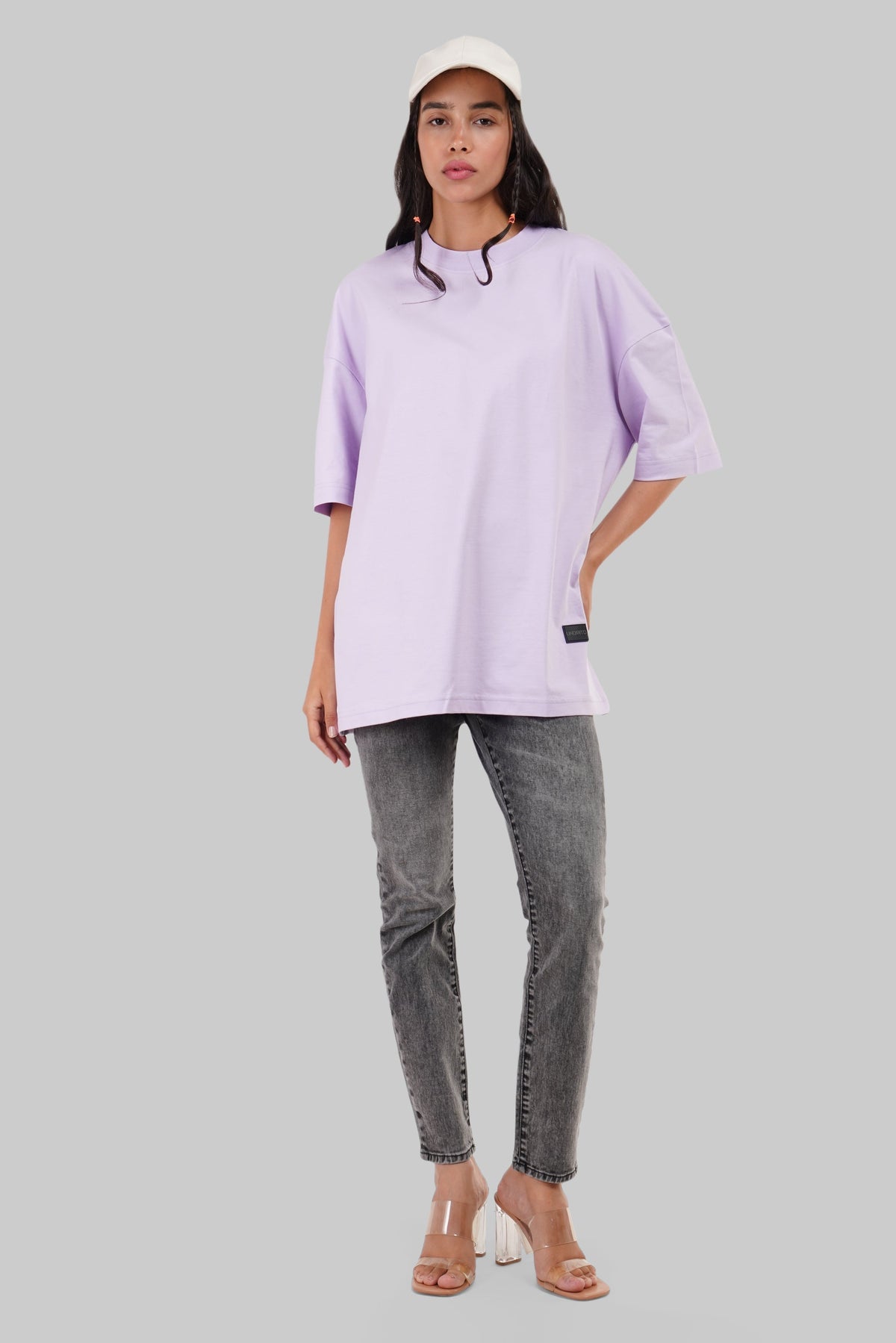 Mushrooms Print Lavender Baggy Fit T-Shirt Women