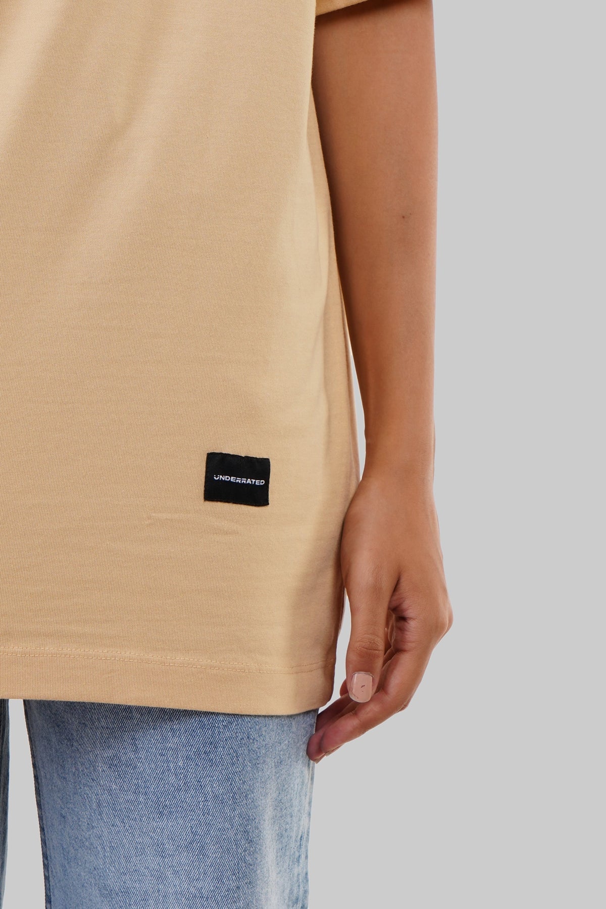 Tropical Vacation Beige Oversized Fit T-Shirt Women