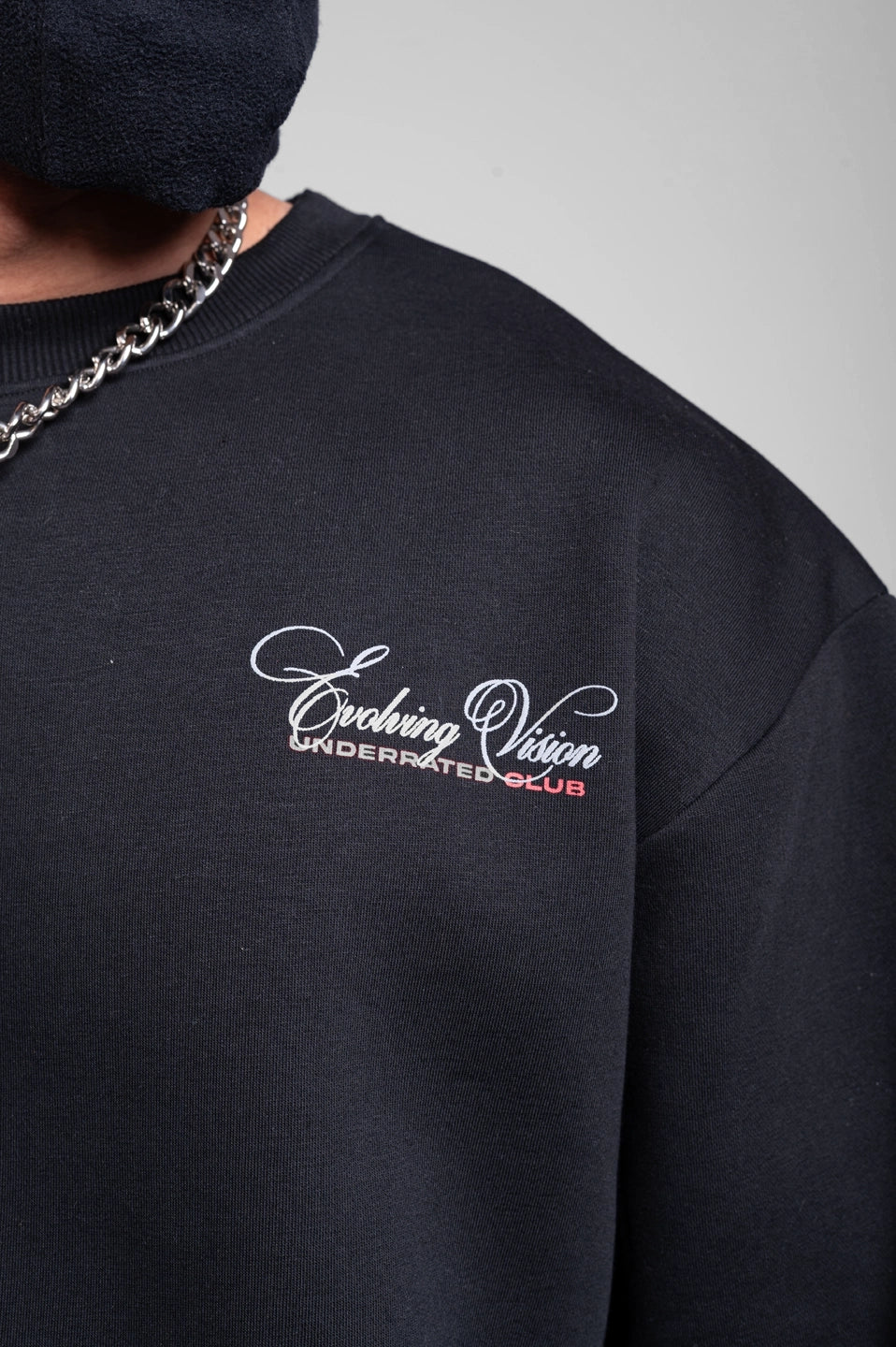 Black Oversized Embroidered Sweatshirt