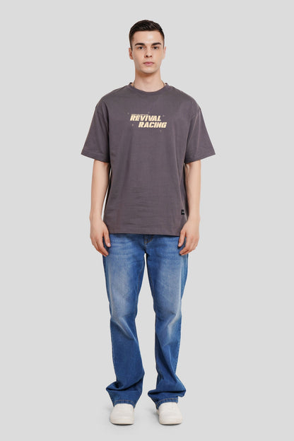 Revival Racing Dark Grey Oversized Fit T-Shirt Men