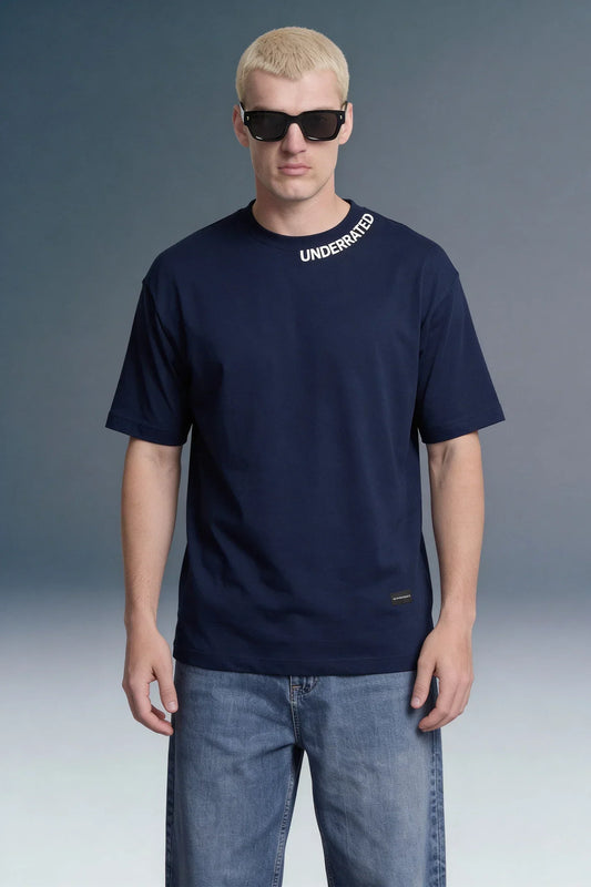 Underrated Curve Navy Blue Oversized T-shirt