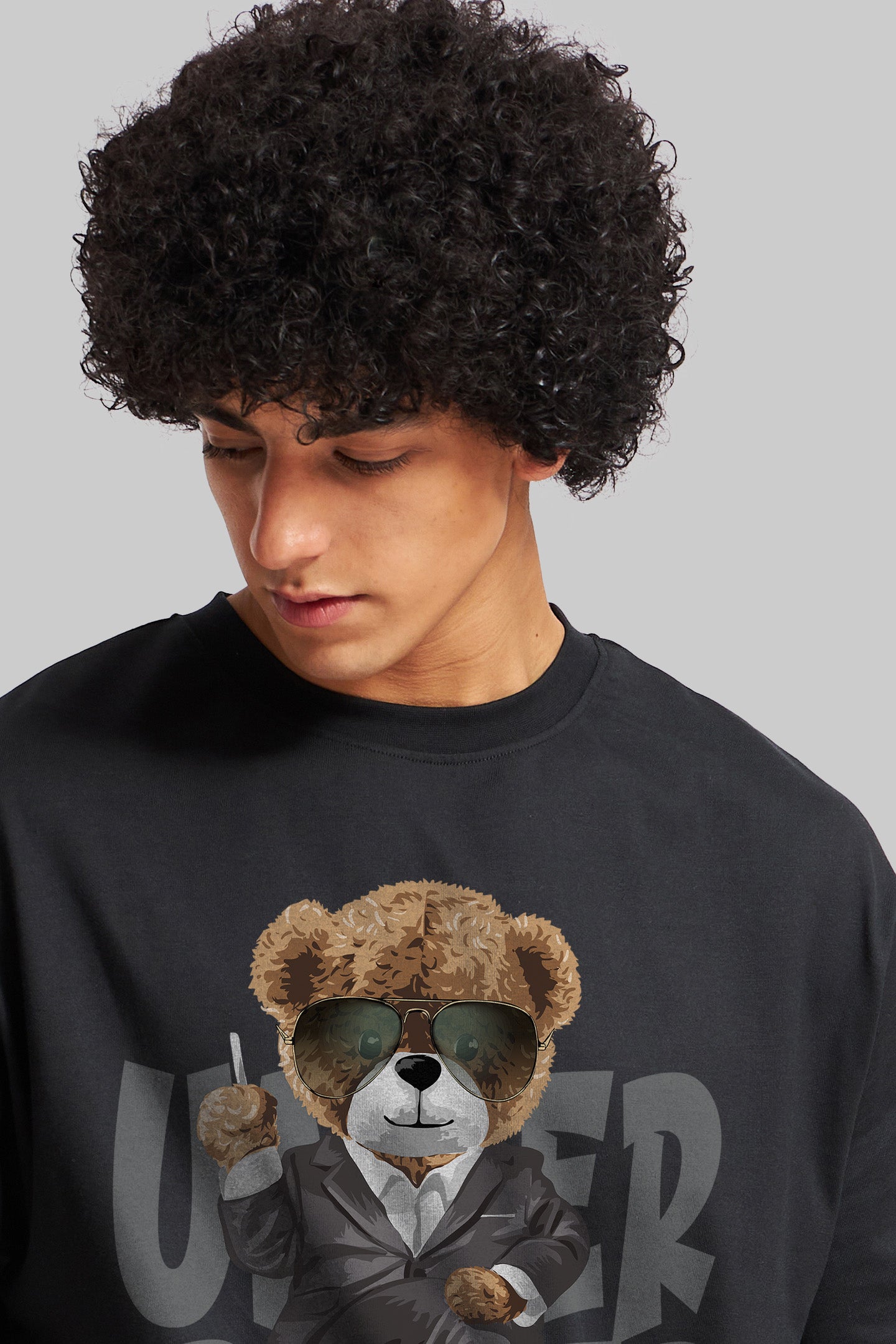 Underrated Teddy Black Oversized Fit T-Shirt Men