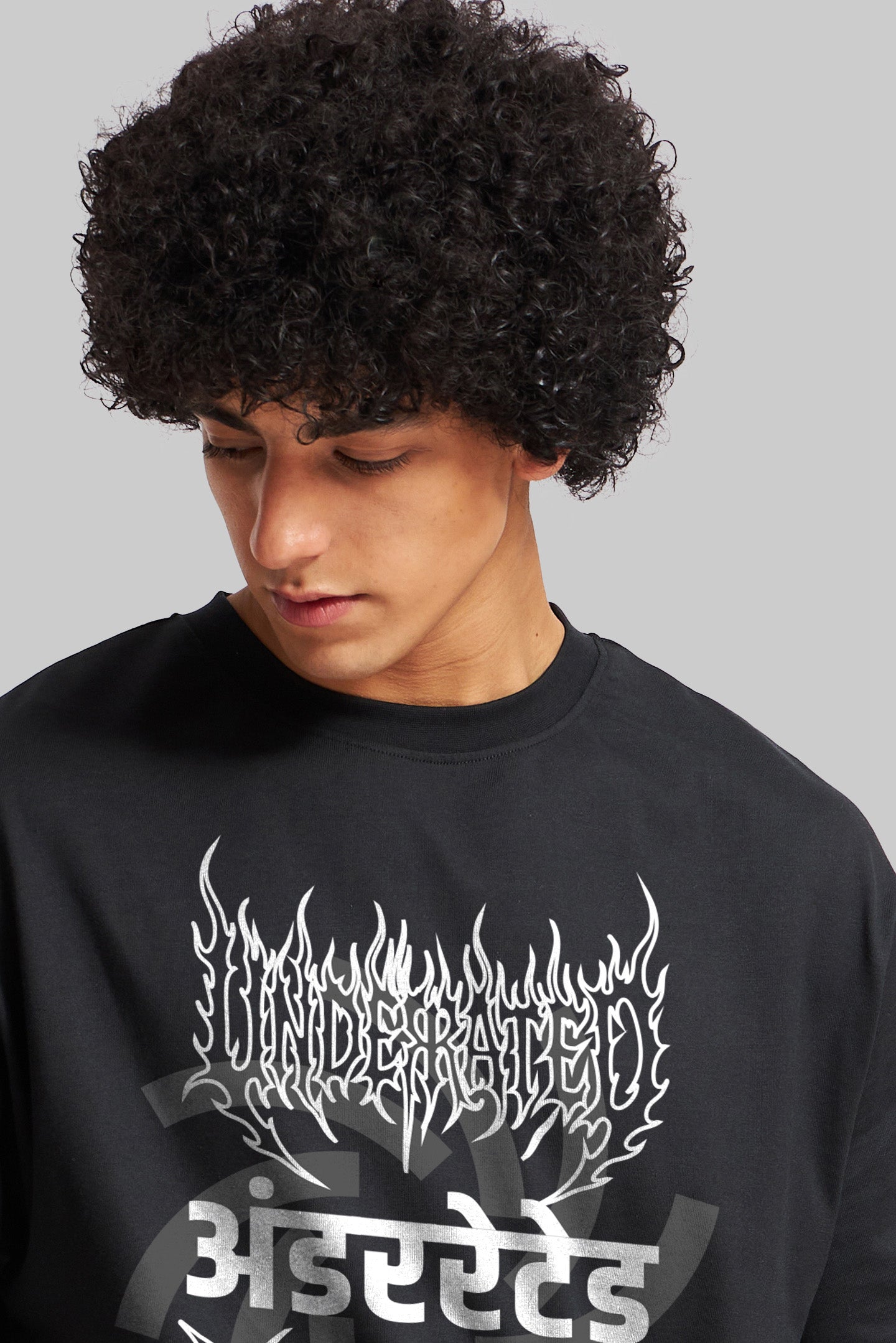Firerated Black Oversized Fit T-Shirt Men