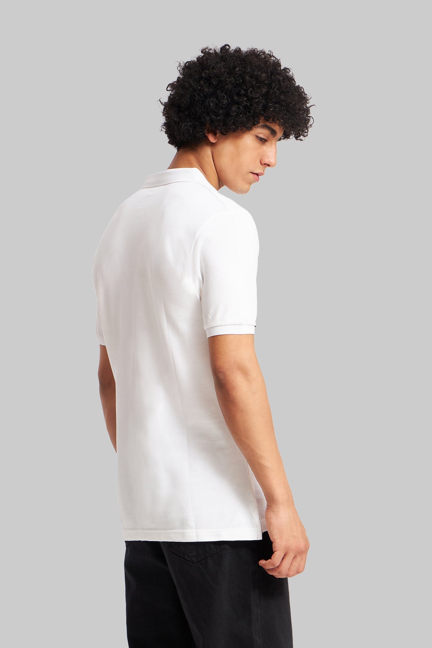 White Logo Tape Polo T-Shirt
