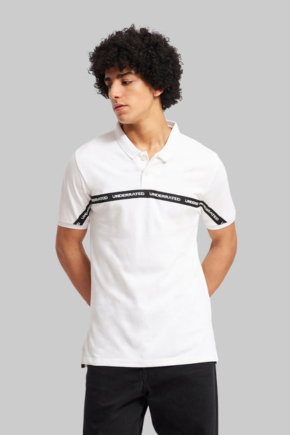 White Logo Tape Polo T-Shirt