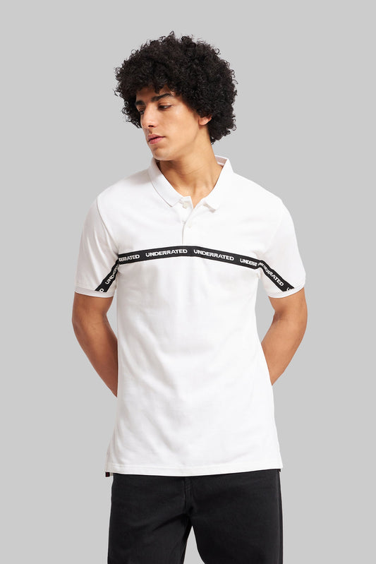 White Logo Tape Polo T-Shirt