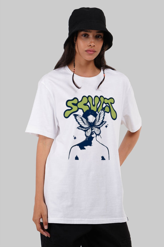 Scult Butterfly White Boyfriend Fit T-Shirt Women