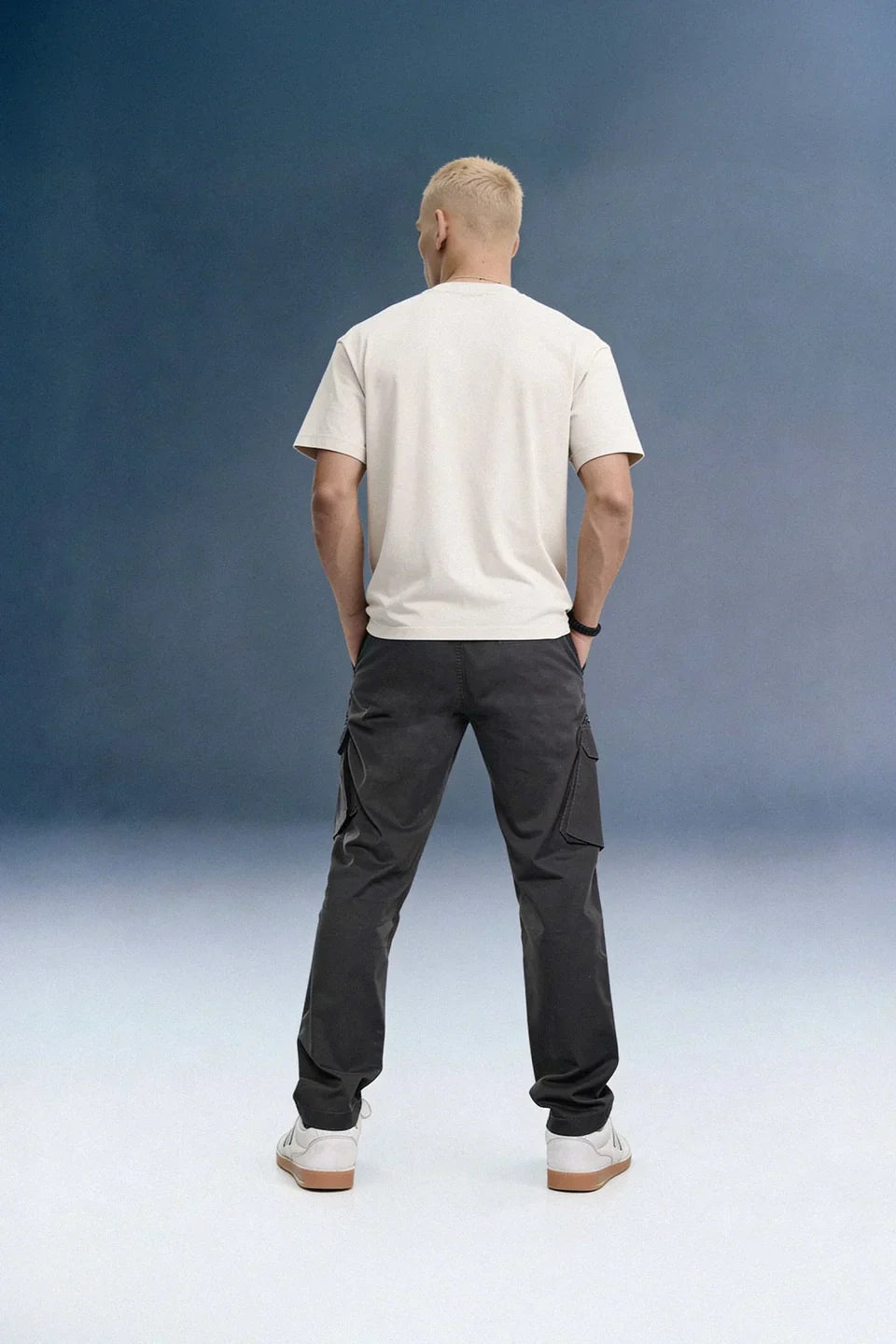 Dark Grey Mid Rise Regular Fit 6 pocket Men's Cargo