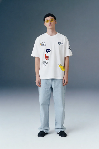 Varsity Patch White Oversized T-shirt Men