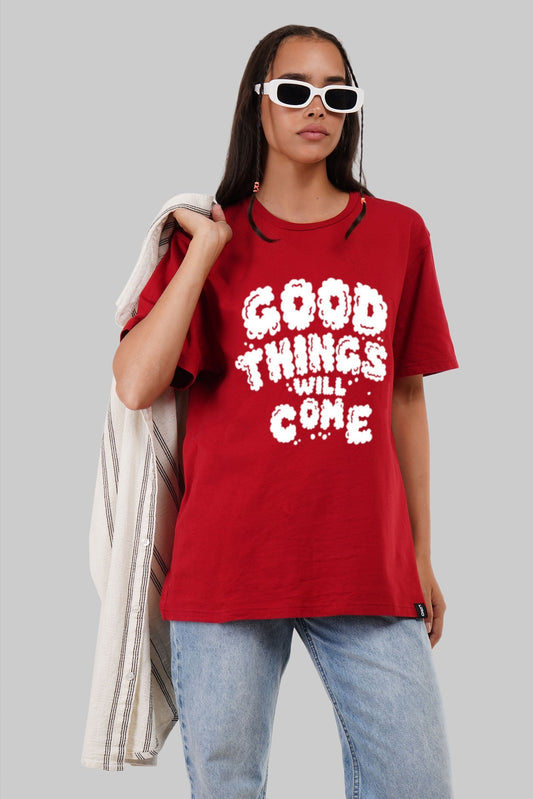 Good Things Red Boyfriend Fit T-Shirt Women