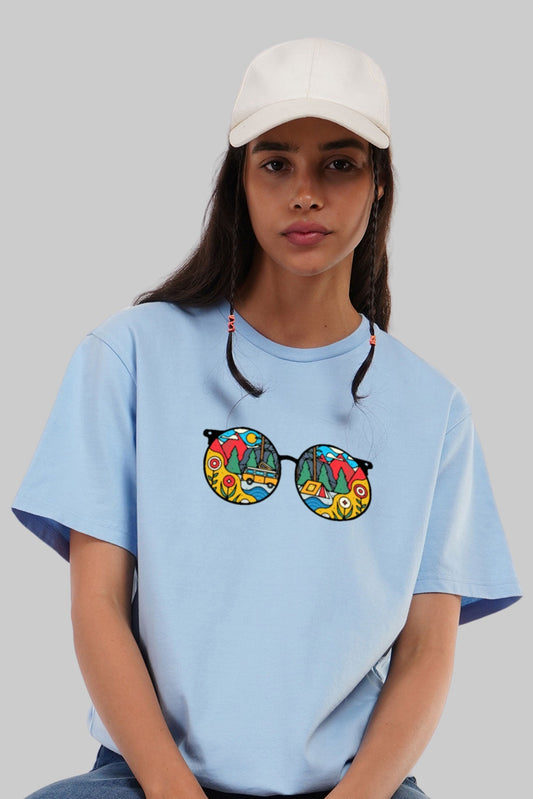 Scenery Shades Sky Blue Boyfriend Fit T-Shirt Women
