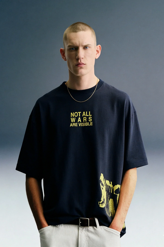 War Bear Blue Oversized T-shirt Men