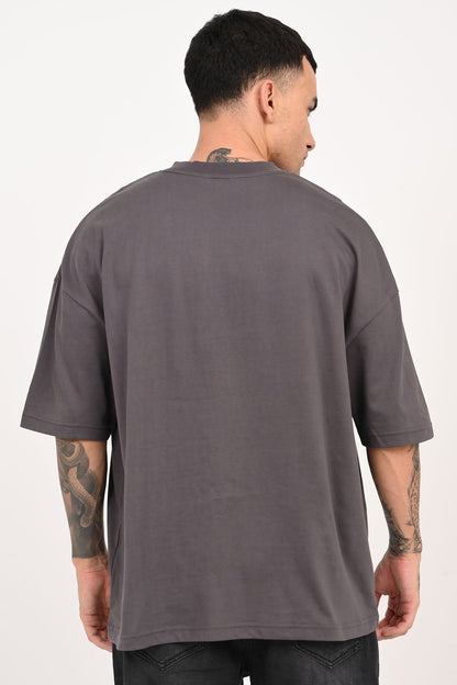 Wander Postcard Dark Grey Baggy Fit T-Shirt Men