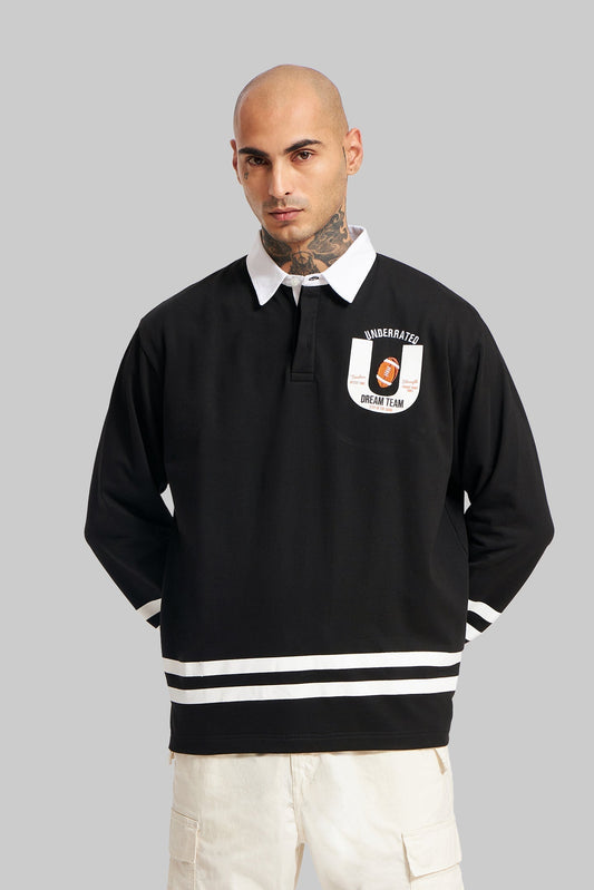 White Striped Black Polo