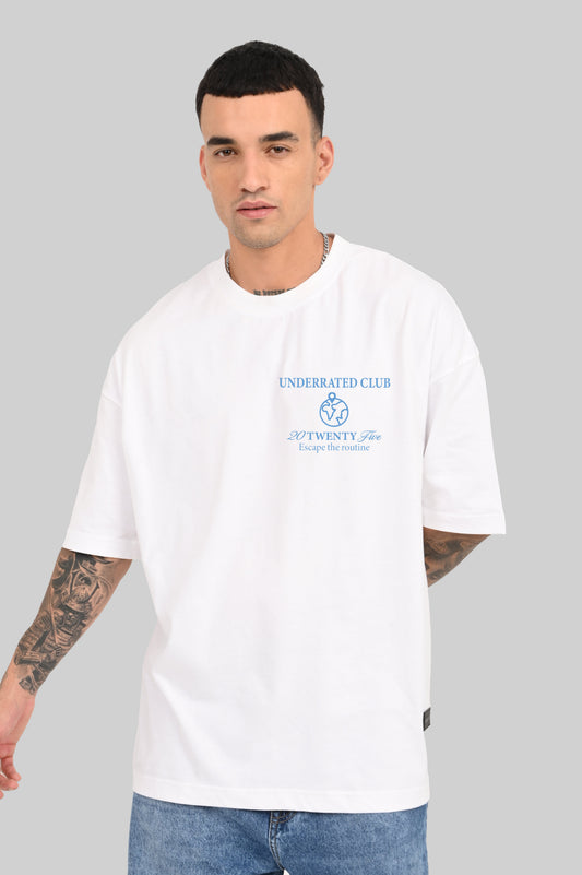 2025 Escape The Routine White Baggy Fit T-Shirt Men