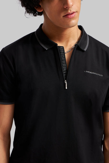 Men's Polo Neck T-shirt Combo - Pack of 2 Solid Essentials Black and Lavender