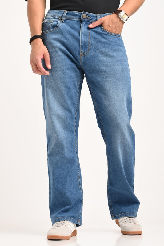 Blue High Rise Men's Bootcut Jeans