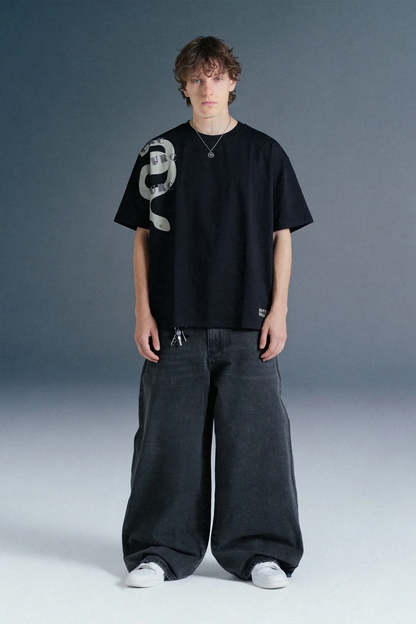 Snake Print Black Oversized T-shirt Men