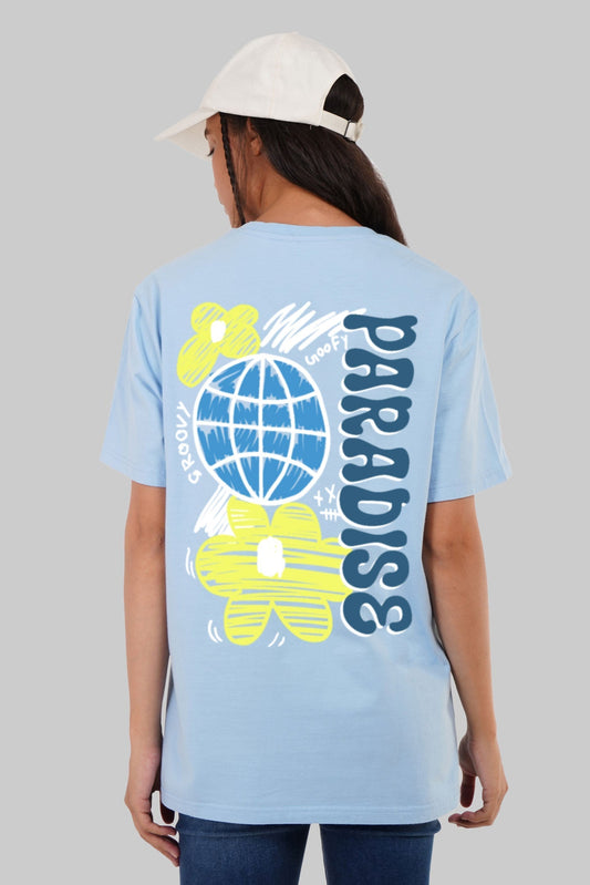 Paradise Sky Blue Boyfriend Fit T-Shirt Women