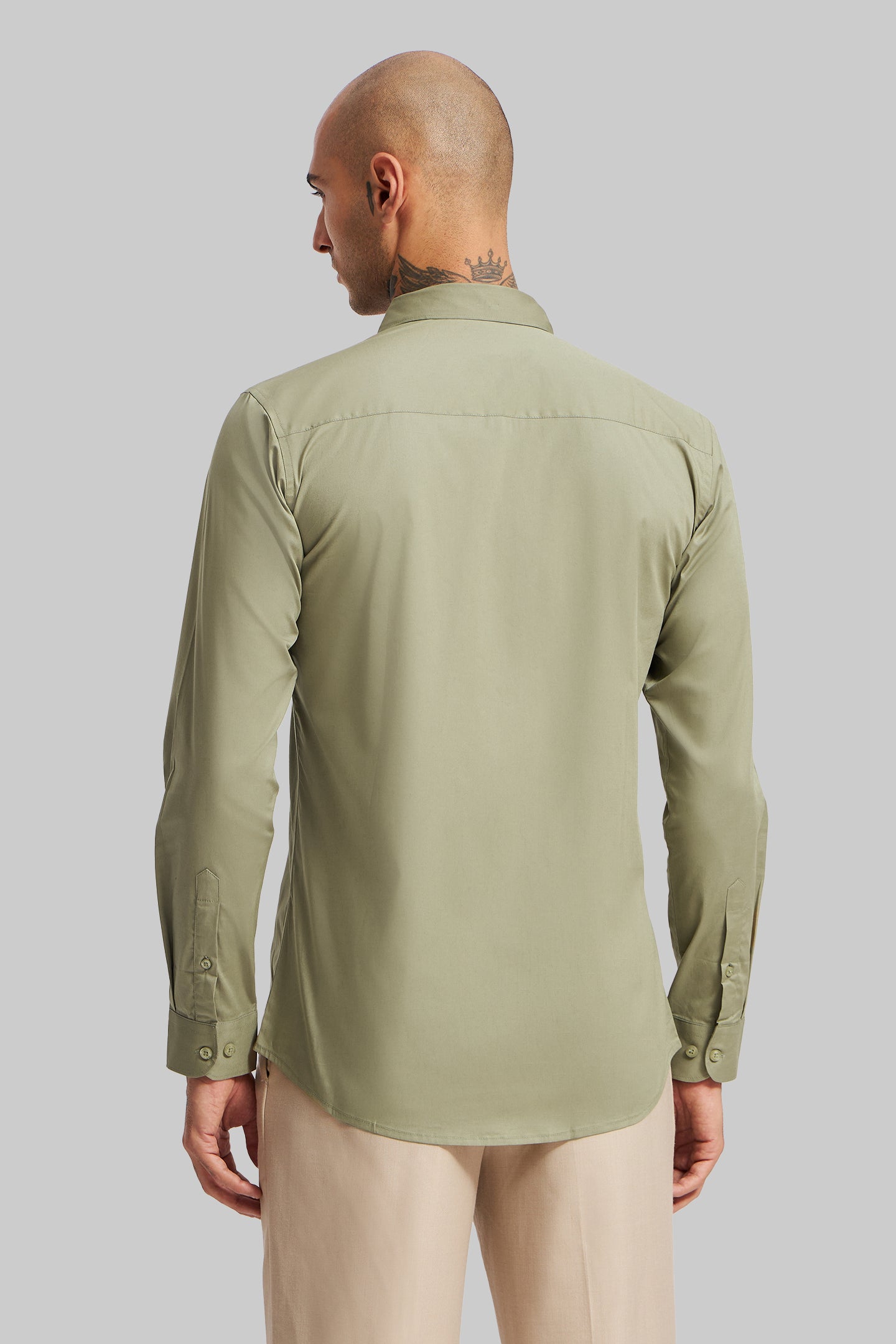 Green Solid Slim Fit Shirt