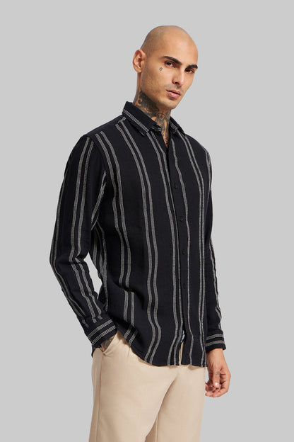 Black Striped Textured Shirt