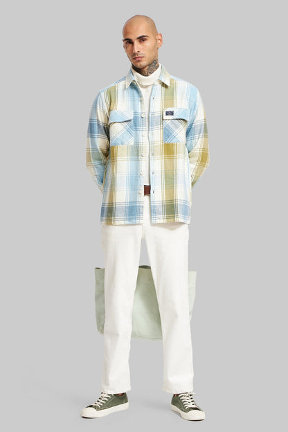 Blue Plaid Check Shacket
