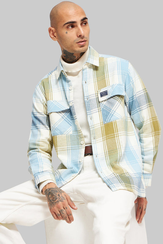 Blue Plaid Check Shacket