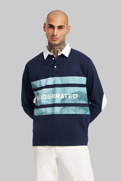 Navy Blue Printed Polo