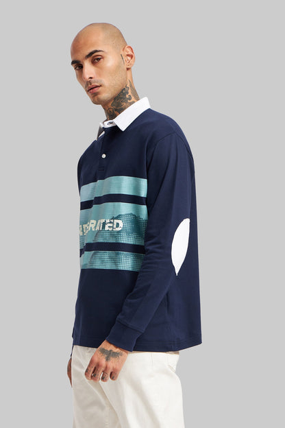 Navy Blue Printed Polo