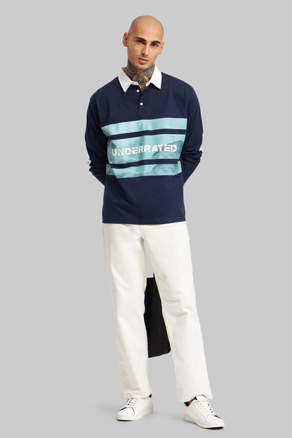 Navy Blue Printed Polo