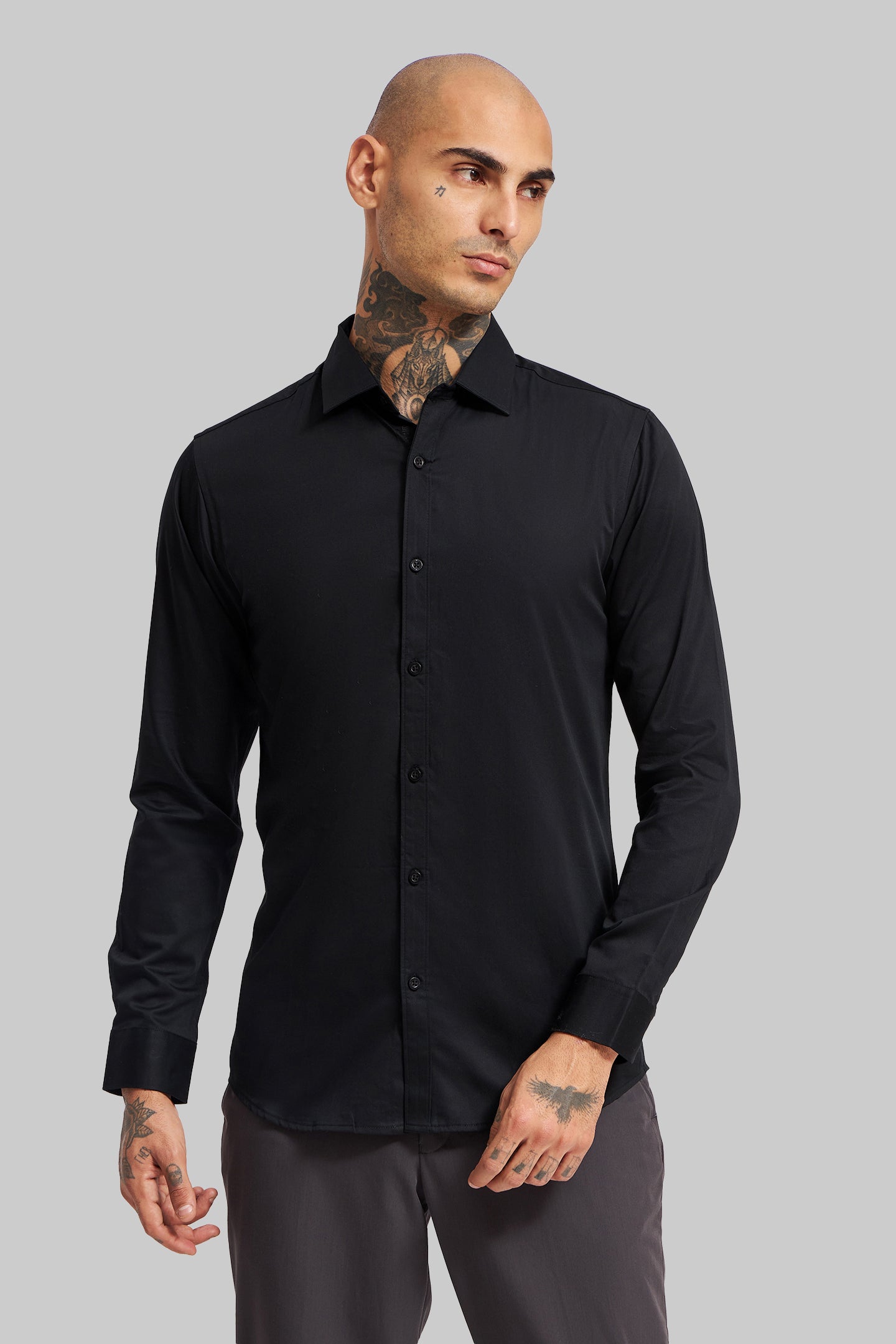 Black Solid Slim Fit Shirt