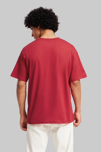 Scratched Red Oversized Fit T-Shirt Men