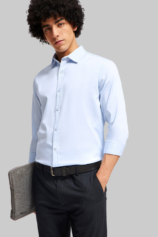 Light Blue Solid Slim Fit Shirt