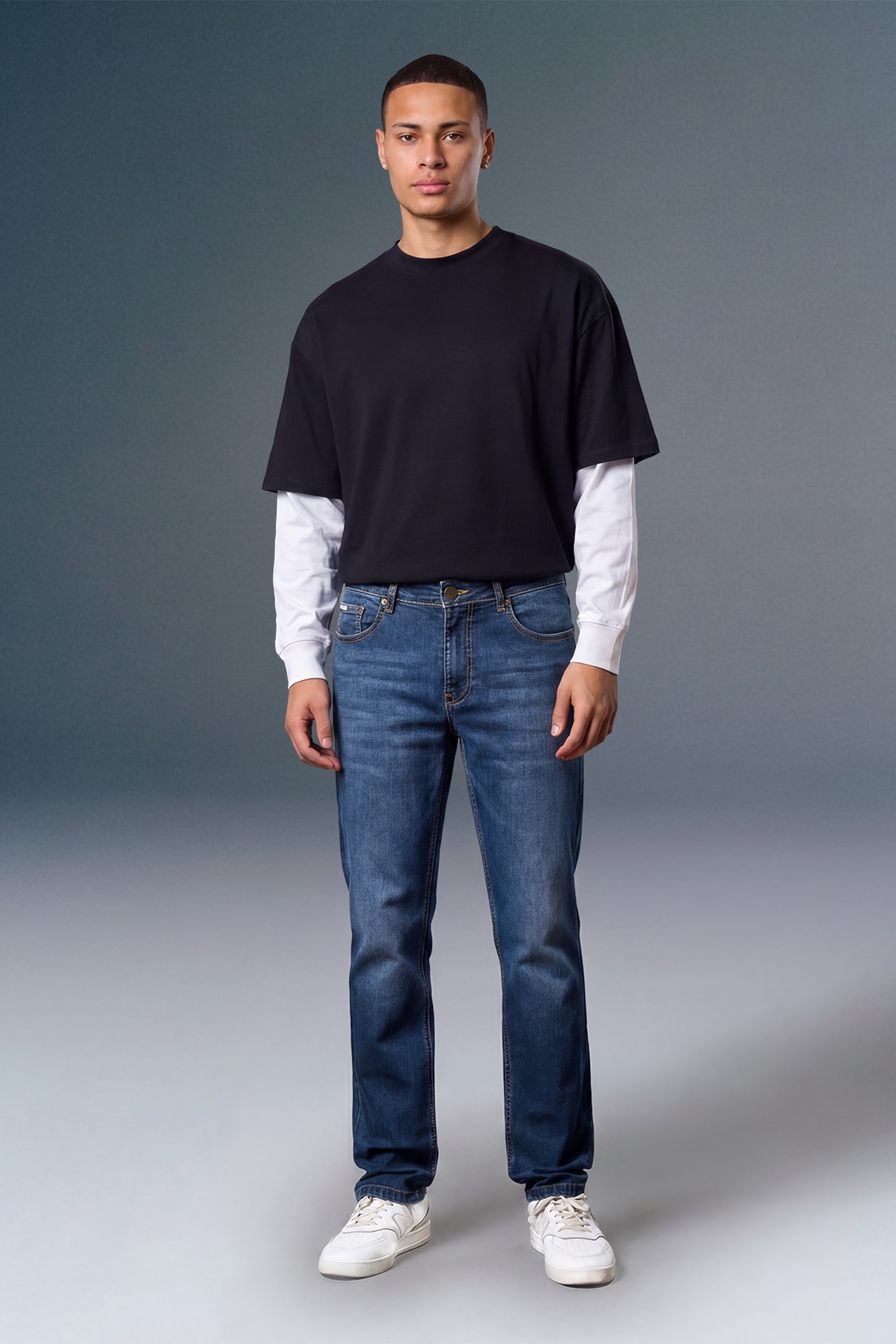 Indigo Mid Rise Dark Wash Men's Slim Fit Jeans