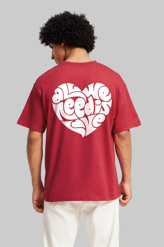 All You Need Is Love Red Oversized Fit T-Shirt Men