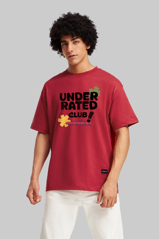 Art Meets Fashion Red Oversized Fit T-Shirt Men