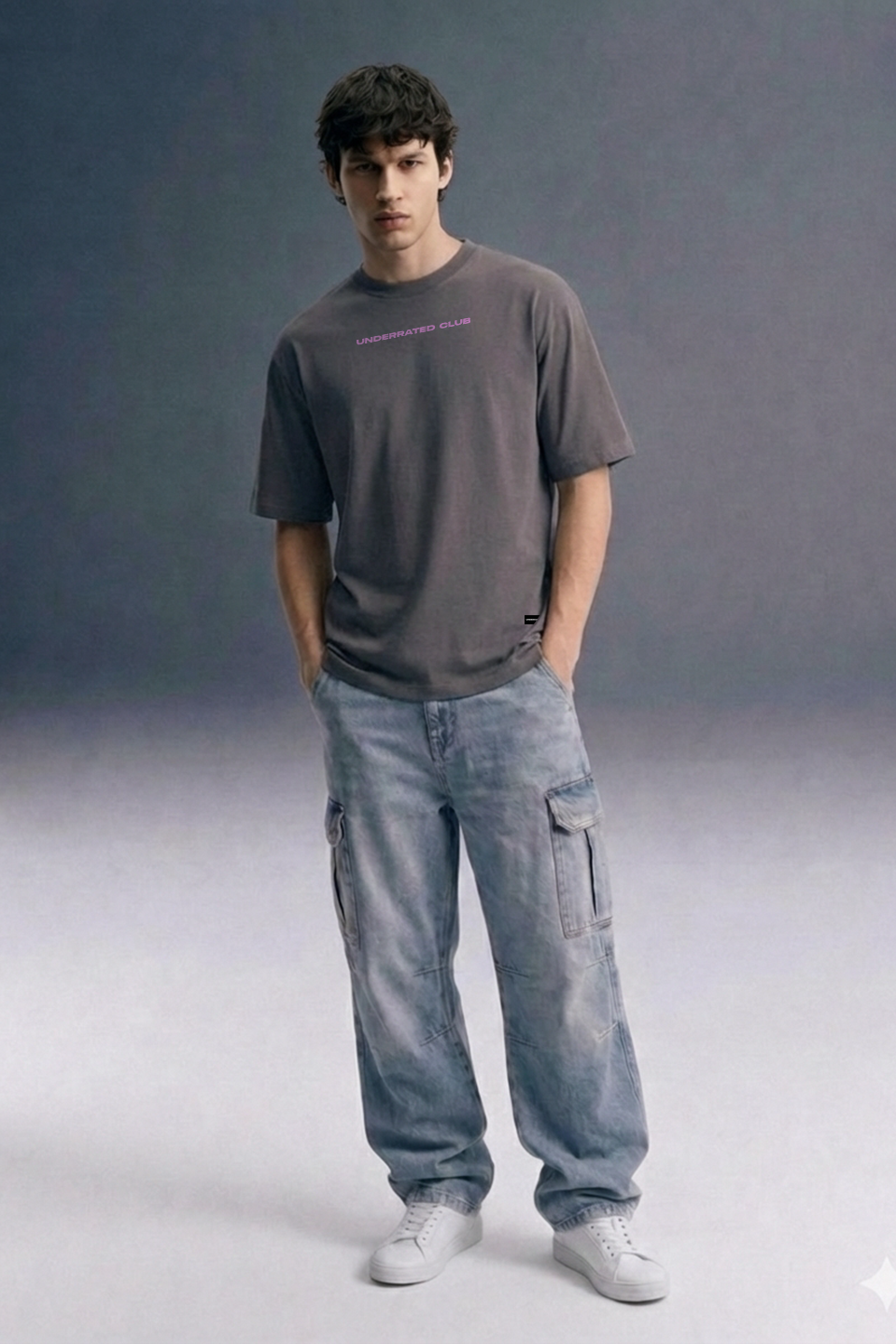 Core club Grey Oversized T-shirt Men