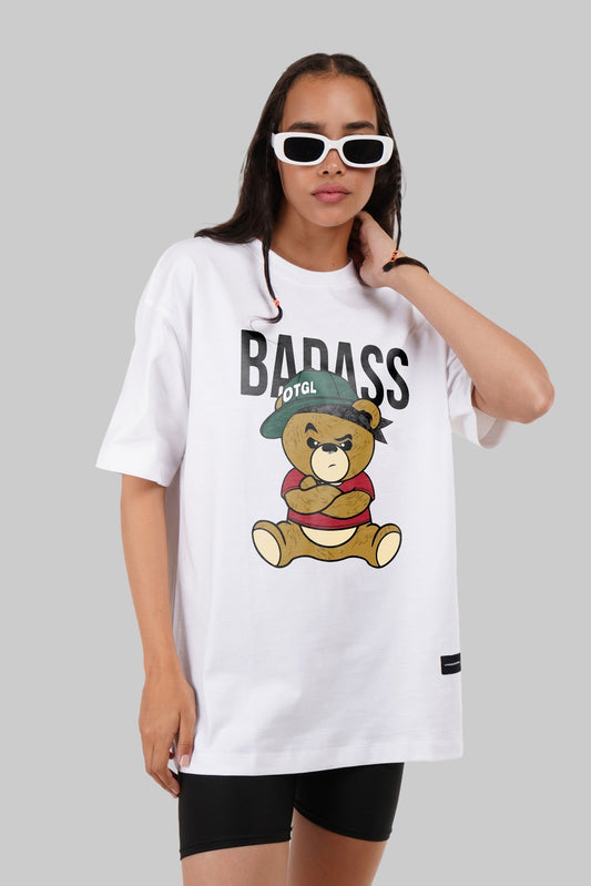 Badass Teddy White Oversized Fit T-Shirt Women