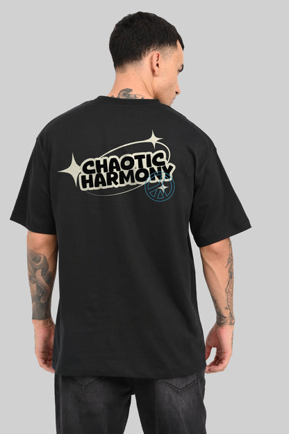 Chaotic Harmony Peace Graphic Black Oversized Fit T-Shirt Men