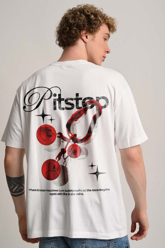 Pitstop White Oversized T-shirt Men