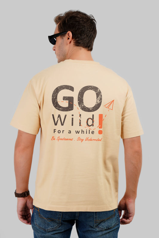 Be Spontaneous Go Wild Beige Oversized Fit T-Shirt Men