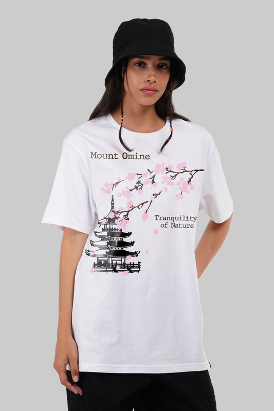 Mount Omine White Boyfriend Fit T-Shirt Women