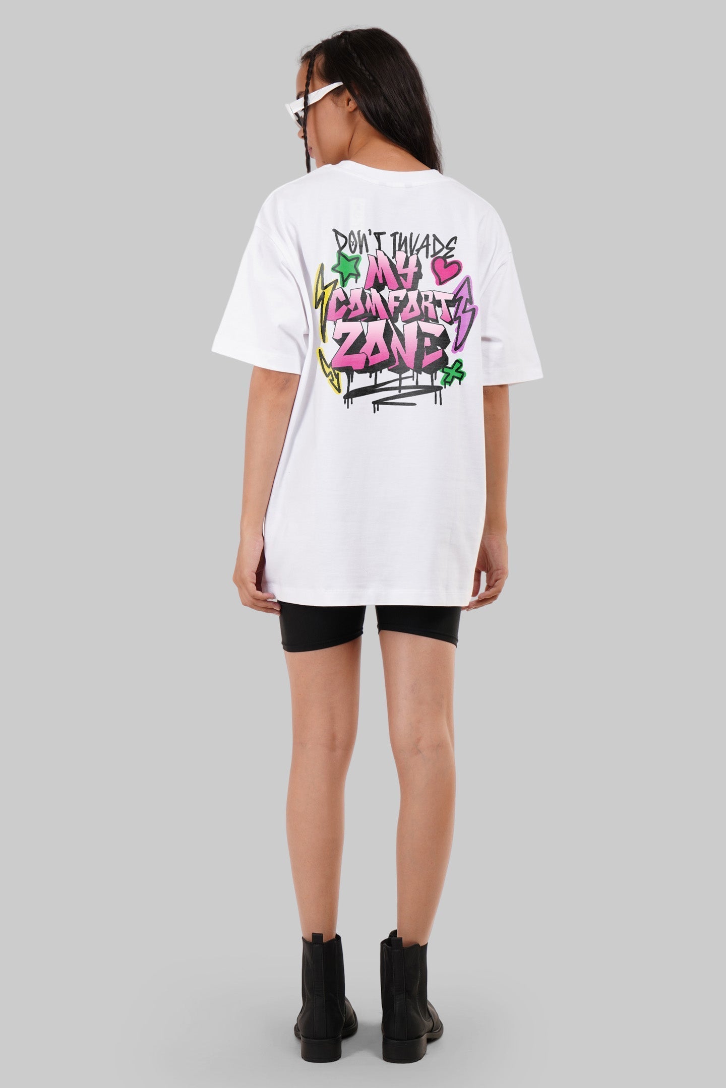 My Comfort Zone White Oversized Fit T-Shirt Women