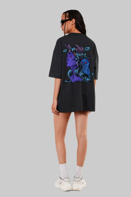 Mystic Cat Lady Black Baggy Fit T-Shirt Women